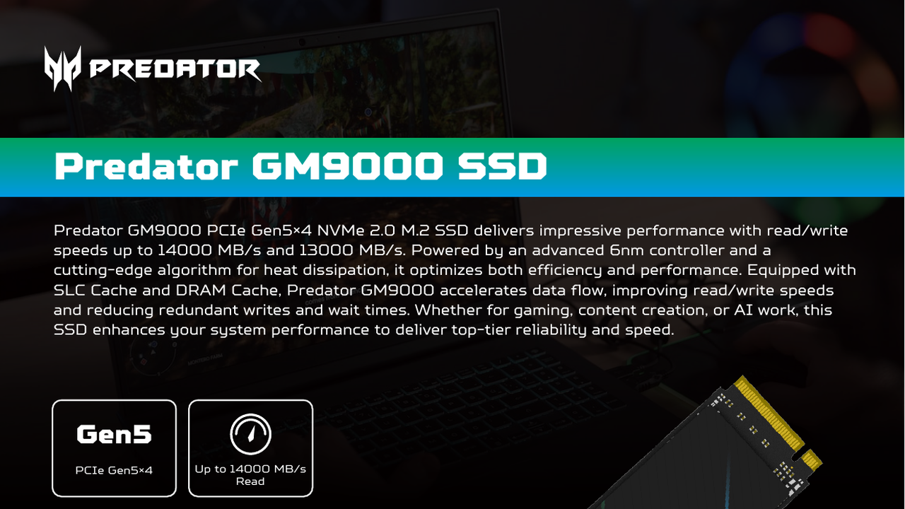 Predator Storage公式仕様のGM9000製品概要と最大読み取り14000MB/s